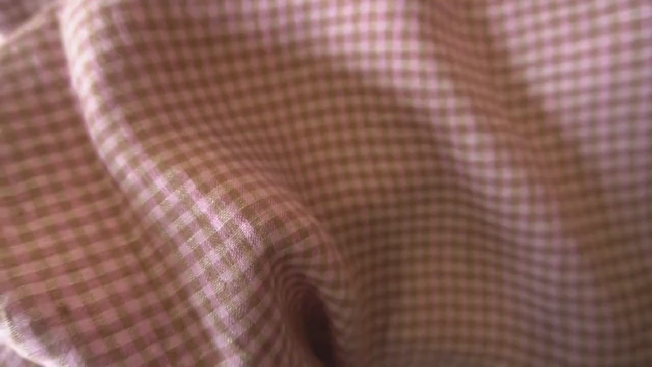 Washed Yarn dyed Linen gingham - pink brown