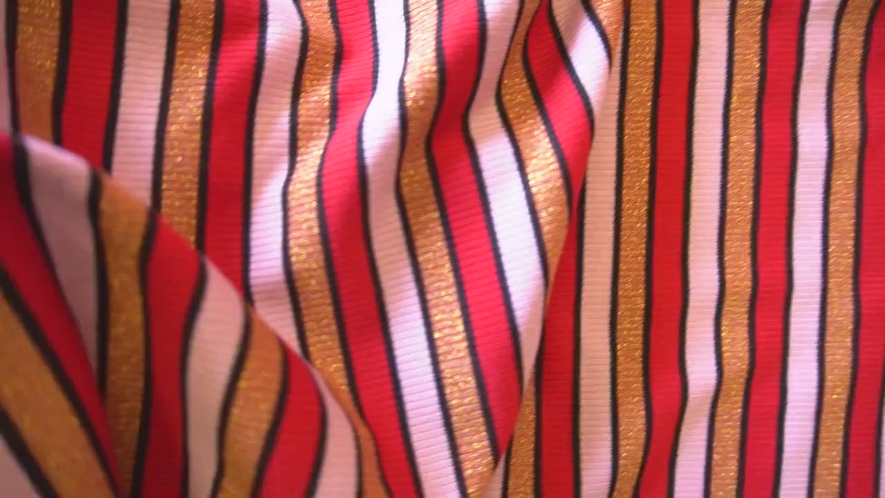 Pink and Red Rib Knit Jersey – Viscose Cotton Lurex Mixed