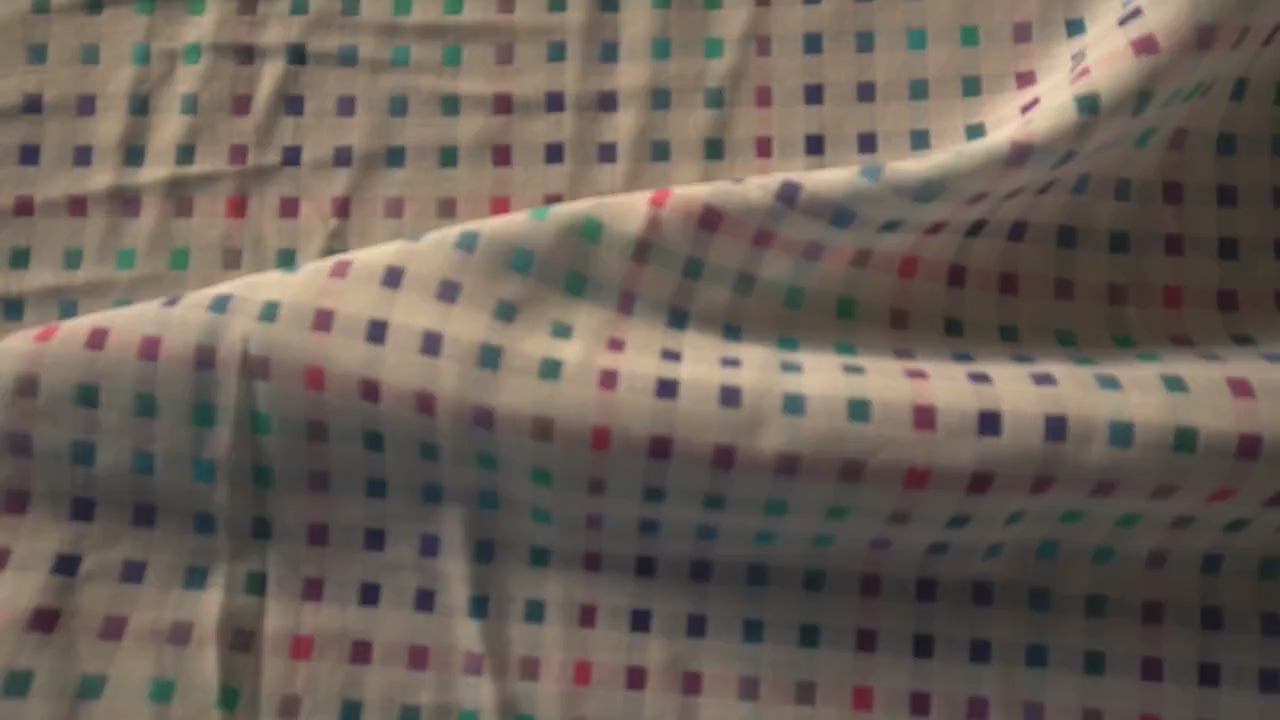 Yarn-Dyed Double Gauze Cotton – Berry, Teal & Plum Squares